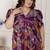 Miravan womens plus size floral print puff sleeve pure cotton fit flare magenta butterfly maxi dress