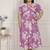 Miravan womens plus size pink floral print puff sleeve pure cotton fit flare butterfly maxi dress