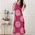 Miravan womens pink printed collar neck short puff sleeves cotton a-line maxi dress