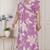 Miravan womens plus size pink floral print puff sleeve pure cotton fit flare butterfly maxi dress