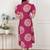 Miravan womens pink printed collar neck short puff sleeves cotton a-line maxi dress