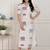 Miravan womens flex cotton short sleeve off white animal print a-line maxi dress
