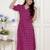 Miravan womens magenta floral printed cotton dress with one side pocket