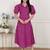 Miravan womens magenta floral printed cotton dress with one side pocket
