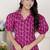 Miravan womens magenta floral printed cotton dress with one side pocket