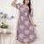 Miravan womens lavender floral printed a-line maxi dress