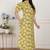 Miravan women's yellow printed puff sleeve floral  maxi party dress