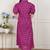 Miravan womens magenta floral printed cotton dress with one side pocket