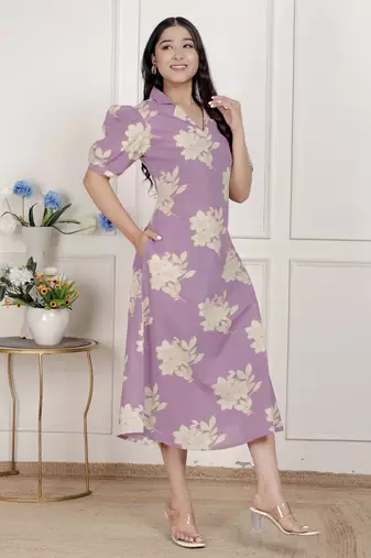   womens lavender floral printed a-line maxi dress