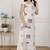 Miravan womens off-white animal printed asymmetric neck a-line maxi dress