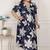 Miravan womens plus size blue flower printed puff sleeve pure cotton fit v neck butterfly middi dress