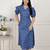 Miravan womens floral print collar-neck puff sleeves a-line maxi dress