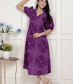 Miravan womens purple bandhni printed a-line maxi dress