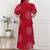 Miravan womens red bandhani printed collar neck  maxi dress