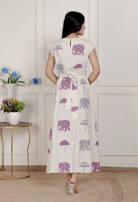   womens off-white animal printed asymmetric neck a-line maxi dress 5