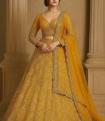 Mustard Yellow Heavy Thai Silk Lehenga with 9mm Sequins and Dori Work | Designer Wedding Wear Lehenga Choli with Blouse