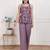 Miravan womens purple round neck cotton pleated kurti & palazzo set