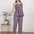 Miravan womens purple round neck cotton pleated kurti & palazzo set