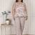 Miravan womens plus size pink pure cotton leaf printed kurti with palazzo