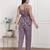 Miravan womens purple round neck cotton pleated kurti & palazzo set