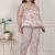 Miravan womens plus size pink pure cotton leaf printed kurti with palazzo