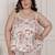 Miravan womens plus size pink pure cotton leaf printed kurti with palazzo