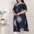 Miravan womens plus size blue floral printed front buttoned a-line kurta dress