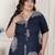 Miravan womens plus size blue floral printed front buttoned a-line kurta dress