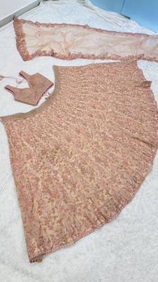 Blush Pink Georgette Lehenga with Sequins and Pearl Beads Work | Designer Bridal Party Wear Lehenga Choli with Blouse 6