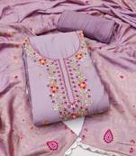 Women's levender unstitched handwork & woven jaam cotton dress material (msmfc11587c)