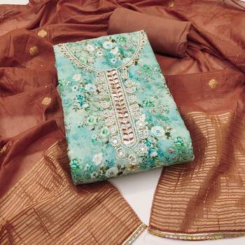 Women's multi digital print handwork banarasi cotton dress material 1