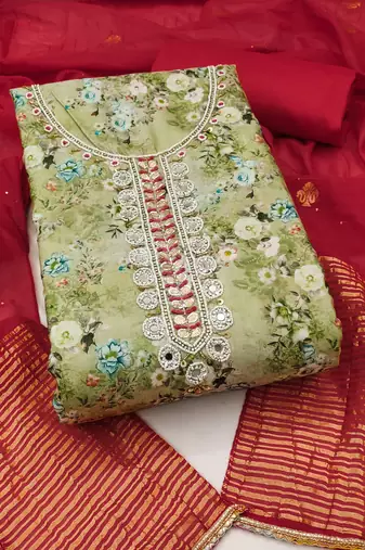 Women's multi unstitched digital print handwork banarasi cotton dress material (msmfc11589d)