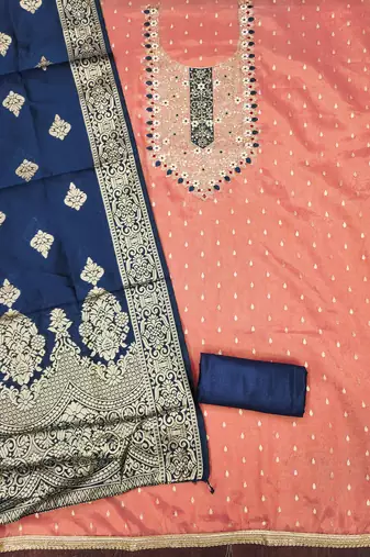 Women's peach weaving handwork simmar dress material