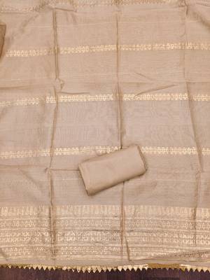 Women's beige weaving handwork simmar dress material 4