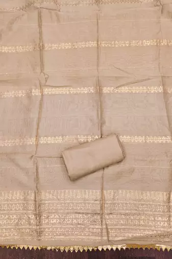 Women's beige weaving handwork simmar dress material