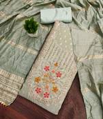 Women's grey unstitched weaving handwork simmar dress material (mt655gry)