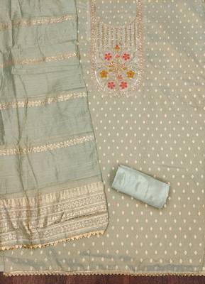 Women's grey weaving handwork simmar dress material 2