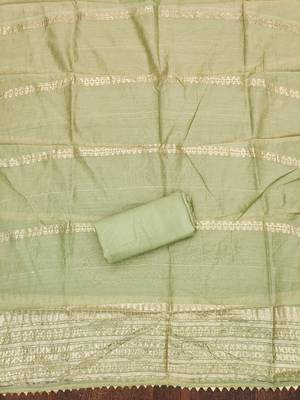 Women's light green weaving handwork simmar dress material 4