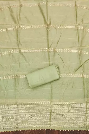 Women's light green weaving handwork simmar dress material