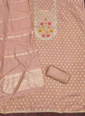 Women's peach weaving handwork simmar dress material 2