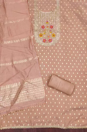 Women's peach weaving handwork simmar dress material