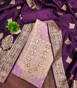Women's purple unstitched weaving handwork simmar dress material (mt656ppl)