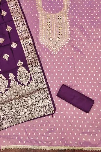 Women's purple weaving handwork simmar dress material