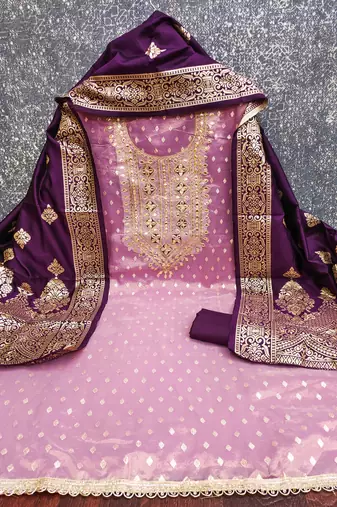 Women's purple weaving handwork simmar dress material