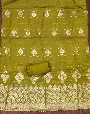Women's mehandi weaving handwork simmar dress material 4