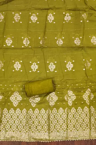 Women's mehandi weaving handwork simmar dress material