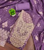 Women's purple unstitched weaving handwork simmar dress material (mt657ppl)