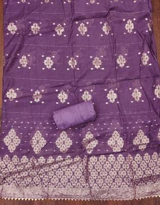 Women's purple weaving handwork simmar dress material 4