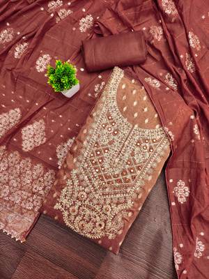Women's rust weaving handwork simmar dress material 1