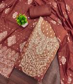 Women's rust unstitched weaving handwork simmar dress material (mt657rst)